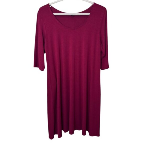 Eileen Fisher plum trapeze tunic/shirt dress size M - Picture 2 of 4